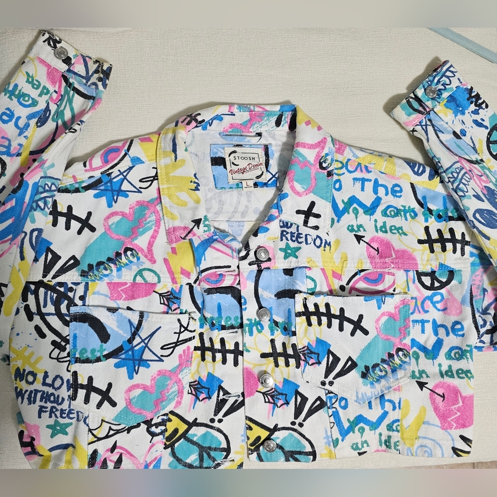 VINTAGE Colorful Graphic Button-Up Shirt